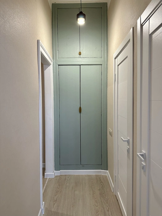 Коридор с фисташковым встроенным шкафом Aquamarine Deep