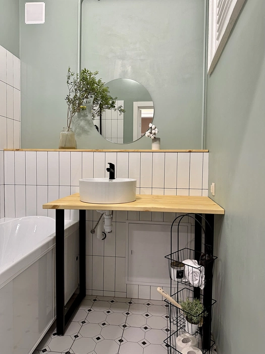 Ванная с фисташковыми стенами Aquamarine Deep 198