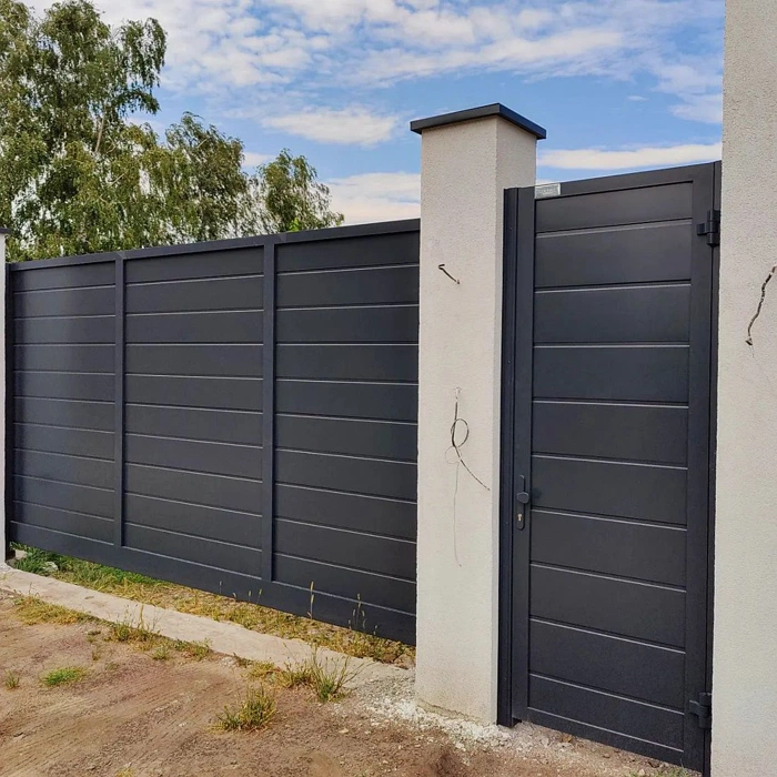 RAL 7016 откатные ворота