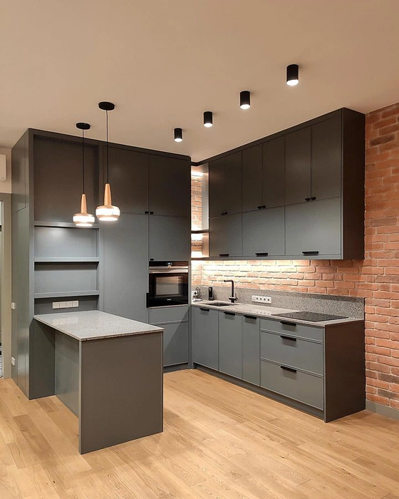 Basalt grey RAL 7012 серые фасады кухни