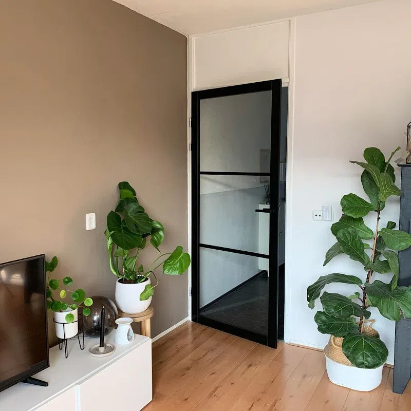 Светло-коричневая акцентная стена в цвете Brave Ground Dulux в гостиной