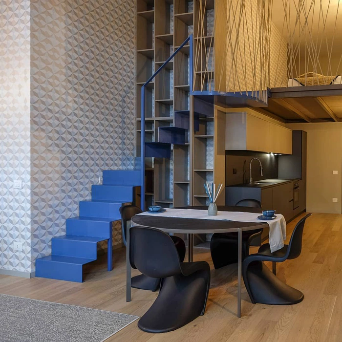 Brillant blue RAL 5007 фото в интерьере