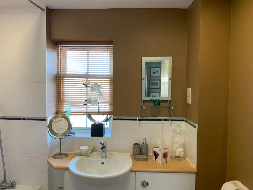 Цвет стен Spiced Honey в ванной комнате