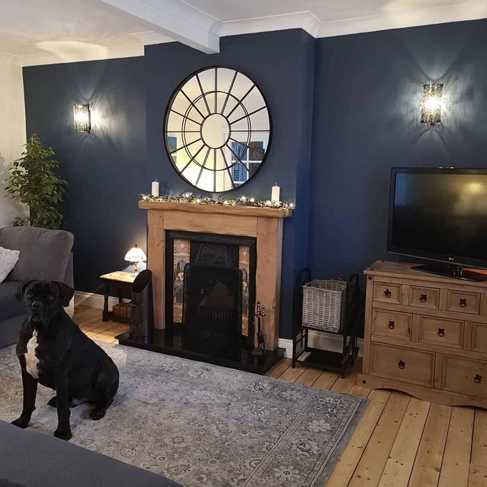 Темно-синий Dulux Breton Blue 30BB 10/112 в интерьере гостиной