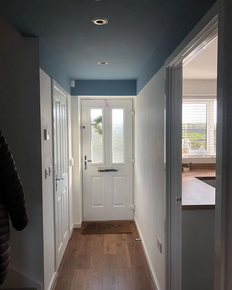 Тёмный потолок с окраской переходящий на стены