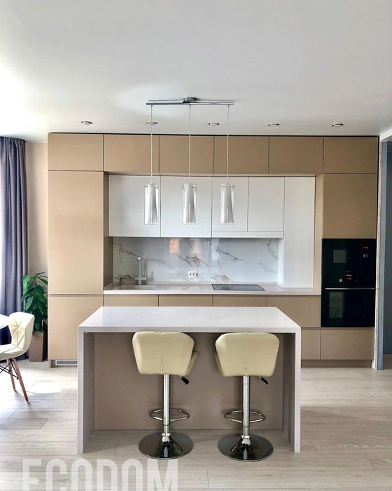 RAL 1019 бежевые фасады кухни