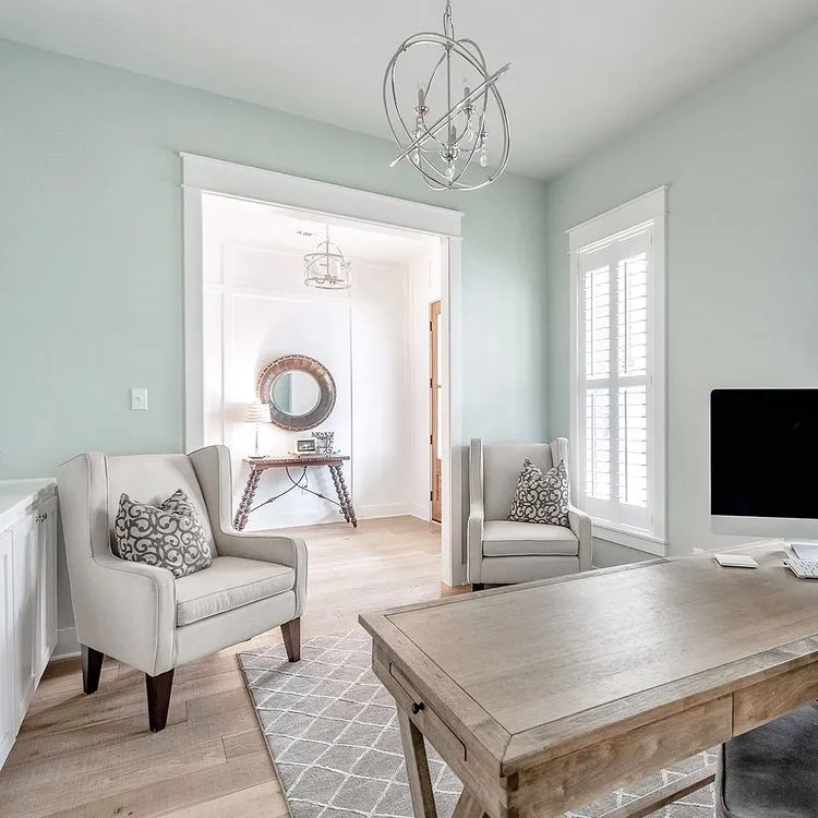 Sherwin Williams SW 6204 Sea Salt в интерьере фото