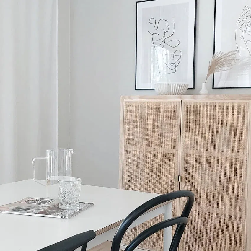 Цвет Tikkurila G487 Батист и комод из плетенного полотна