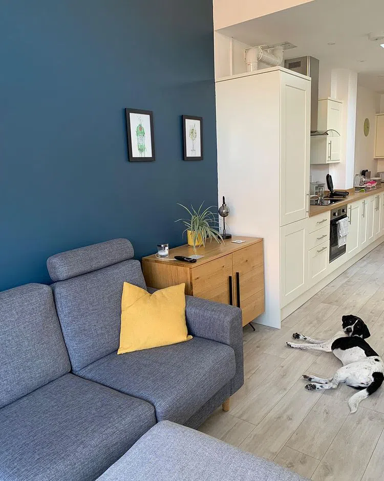 Интерьер с синей акцентной стеной 90BG 11/101