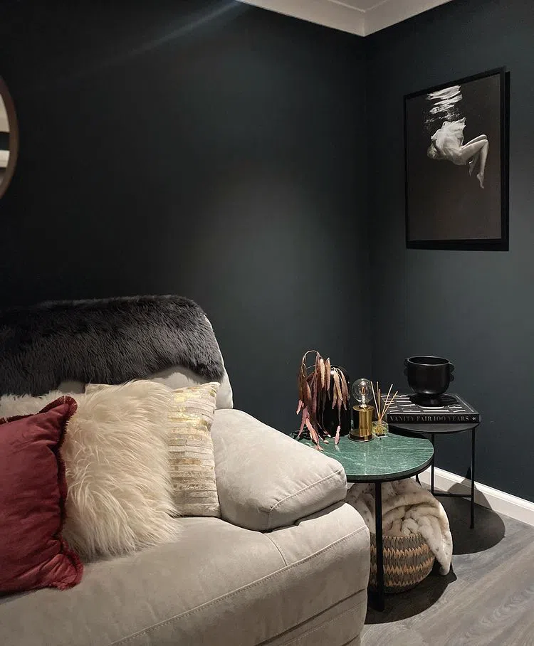 Минималистичный интерьер с черными стенами Railings