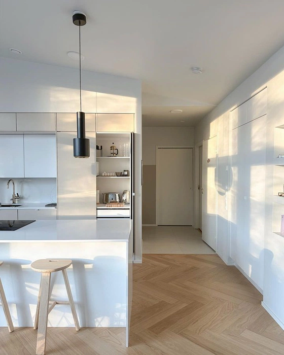 Светлая краска Tikkurila G497 на кухне