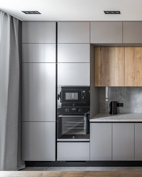 RAL 7036 серые фасады кухни