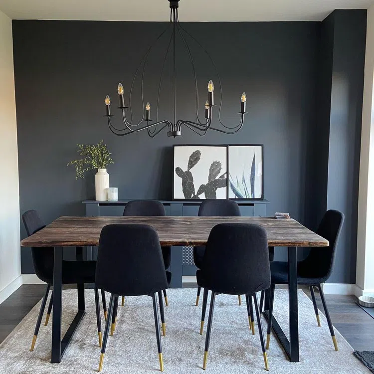 Дизайн интерьера с черными стенами Farrow and Balls Railings