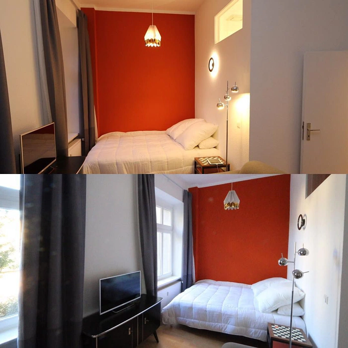 Красная акцентная стена RAL 2001 фото в интерьере