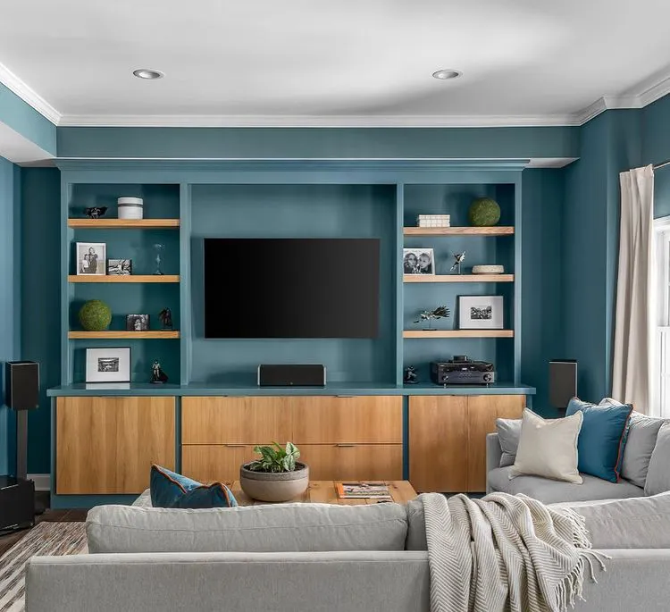 Sherwin Williams SW 6228 Refuge в интерьере фото