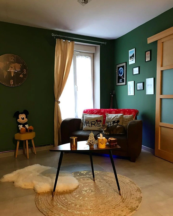 RAL 6011 в интерьере гостиной