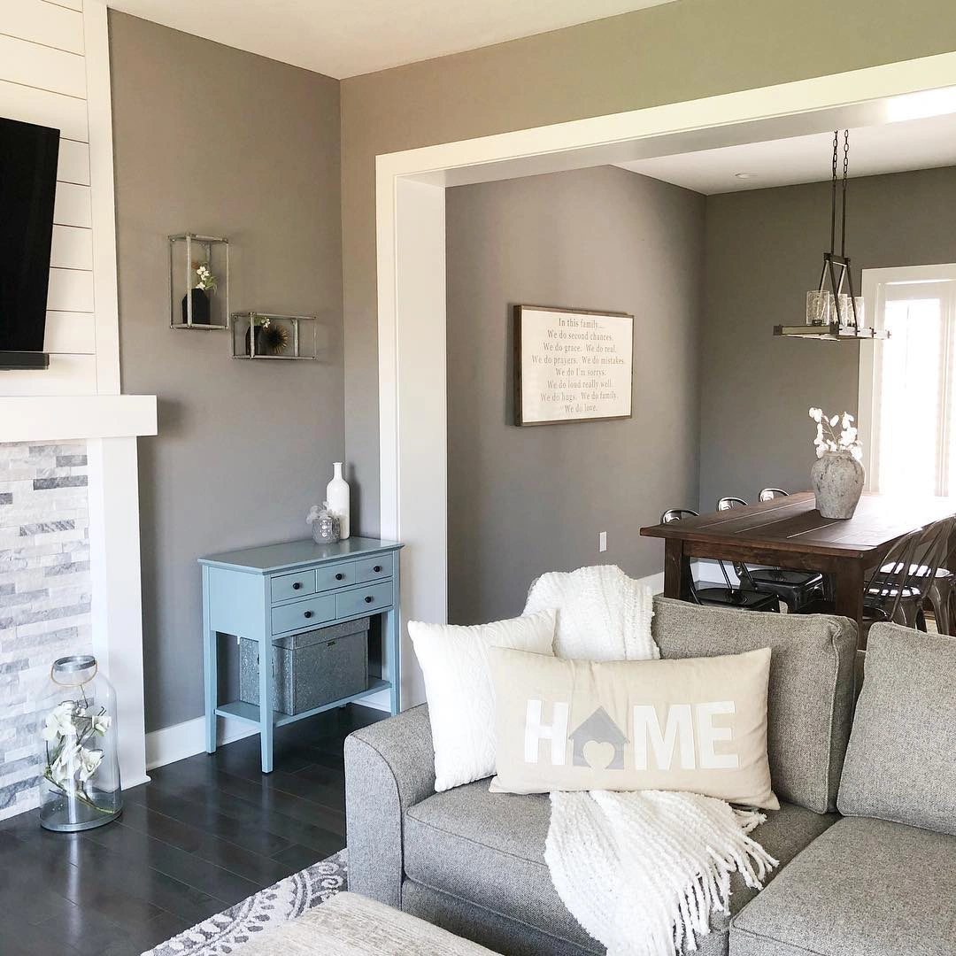 Sherwin Williams SW 7018 Dovetail в интерьере фото