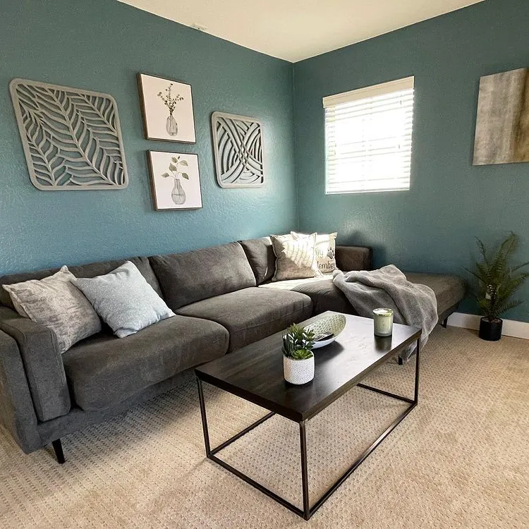 Sherwin Williams SW 6228 Refuge в интерьере фото