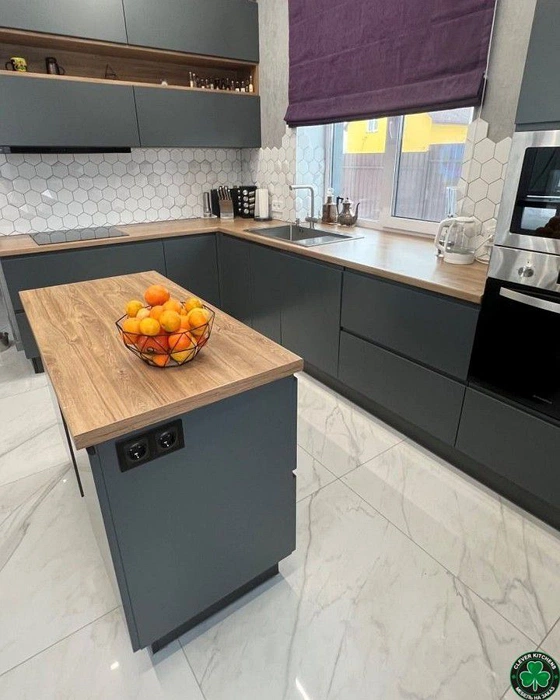 RAL 7010 минималистичная серая кухня