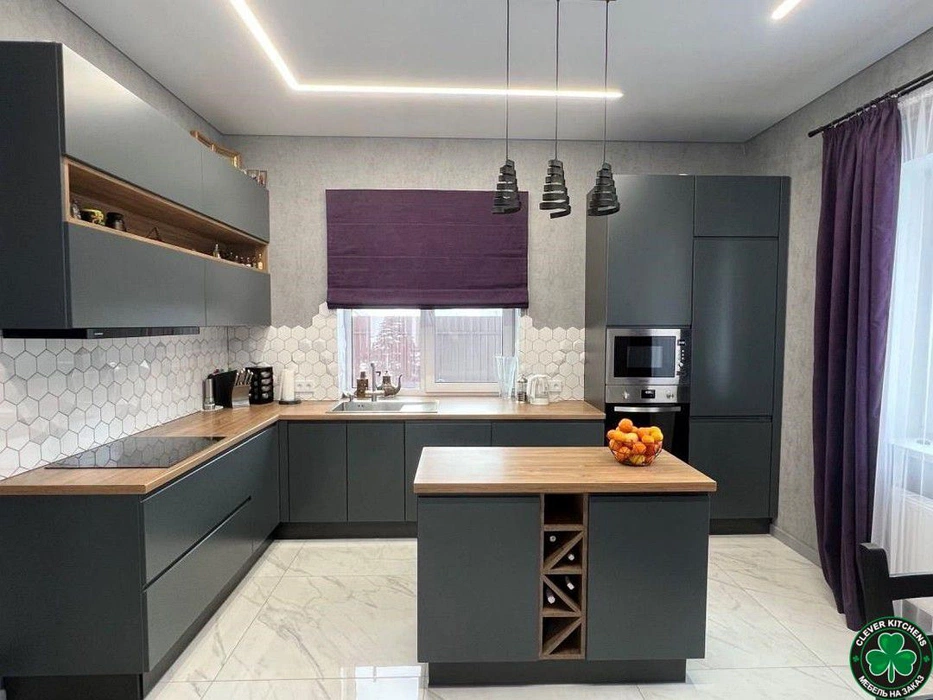 RAL 7010 минималистичная кухня