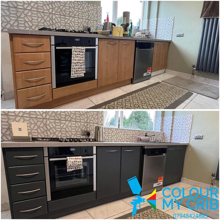 Черные кухонные фасады Traffic grey B RAL 7043