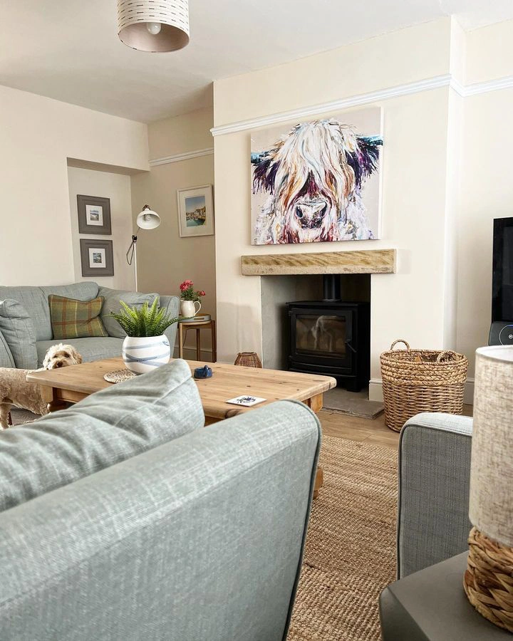 Farrow and Ball 2008 Dimity в интерьере гостиной пример