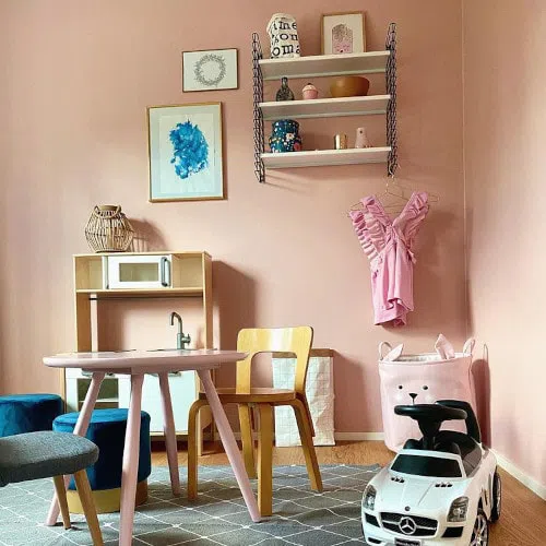 Фото детской с пудровыми розовыми стенами Y415