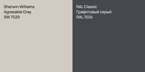 SW 7029 Agreeable Gray vs RAL 7024 Графитовый серый