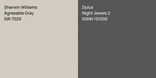 SW 7029 Agreeable Gray vs 00NN 13/000 Night Jewels 2