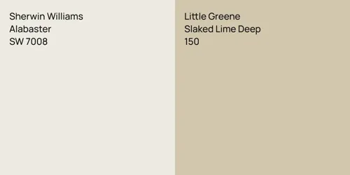 SW 7008 Alabaster vs 150 Slaked Lime Deep