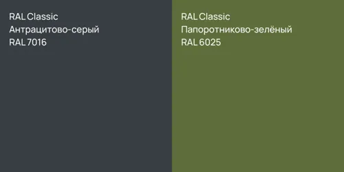 RAL 7016 Антрацитово-серый vs RAL 6025 Папоротниково-зелёный