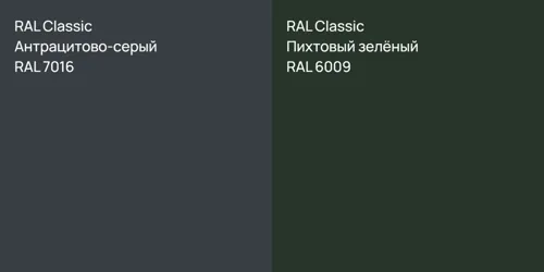 RAL 7016 Антрацитово-серый vs RAL 6009 Пихтовый зелёный