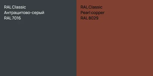 RAL 7016 Антрацитово-серый vs RAL 8029  Pearl copper