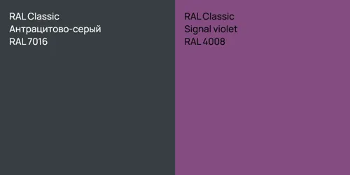 RAL 7016 Антрацитово-серый vs RAL 4008  Signal violet