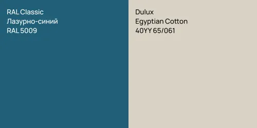 RAL 5009 Лазурно-синий vs 40YY 65/061 Egyptian Cotton