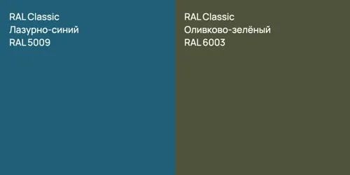 RAL 5009 Лазурно-синий vs RAL 6003 Оливково-зелёный