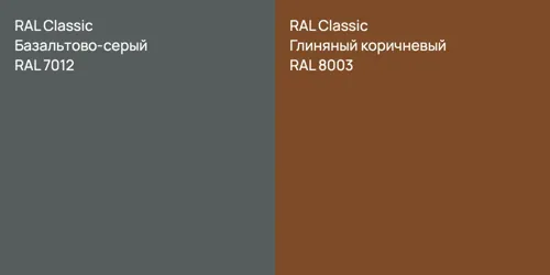 RAL 7012 Базальтово-серый vs RAL 8003 Глиняный коричневый