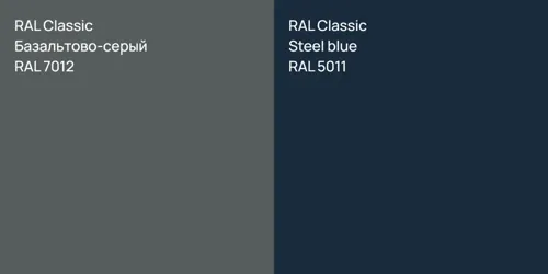 RAL 7012 Базальтово-серый vs RAL 5011  Steel blue