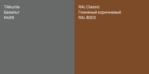 N499 Базальт vs RAL 8003 Глиняный коричневый