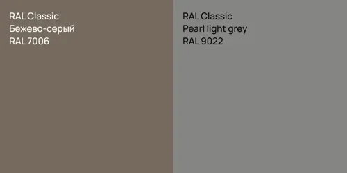 RAL 7006 Бежево-серый vs RAL 9022  Pearl light grey