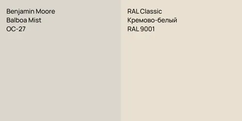 OC-27 Balboa Mist vs RAL 9001 Кремово-белый