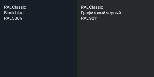 RAL 5004  Black blue vs RAL 9011 Графитовый чёрный