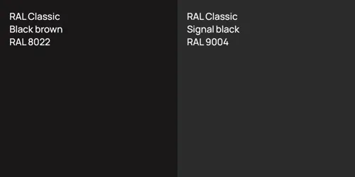 RAL 8022  Black brown vs RAL 9004  Signal black