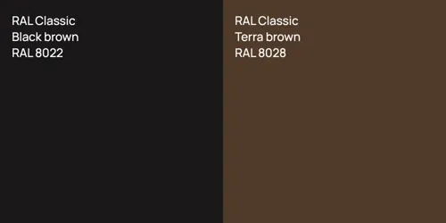 RAL 8022  Black brown vs RAL 8028  Terra brown