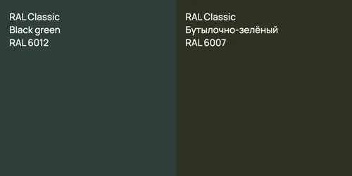RAL 6012  Black green vs RAL 6007 Бутылочно-зелёный