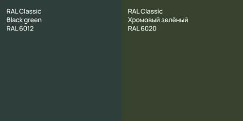 RAL 6012  Black green vs RAL 6020 Хромовый зелёный
