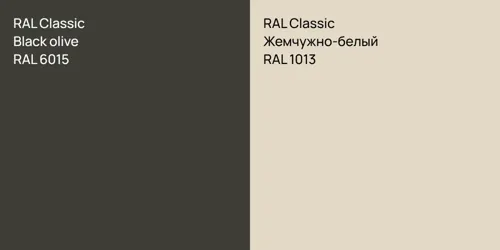 RAL 6015  Black olive vs RAL 1013 Жемчужно-белый