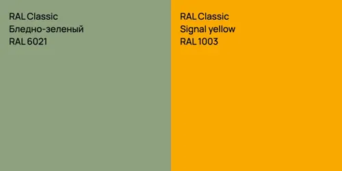 RAL 6021 Бледно-зеленый vs RAL 1003  Signal yellow