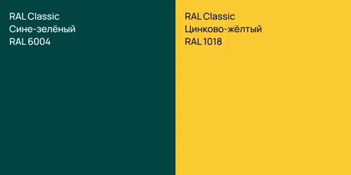 RAL 6004 Сине-зелёный vs RAL 1018 Цинково-жёлтый