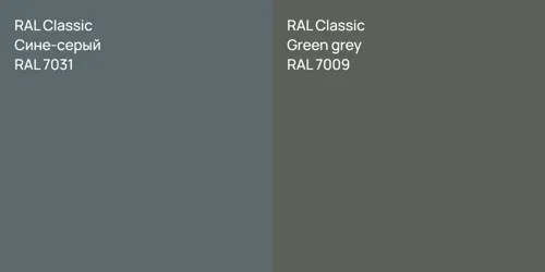 RAL 7031 Сине-серый vs RAL 7009  Green grey